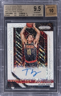 2018-19 Panini Prizm Rookie Signatures White Sparkle Prizm #RS-TYG Trae Young Signed Rookie Card (#1/1) - BGS GEM MINT 9.5/BGS 10